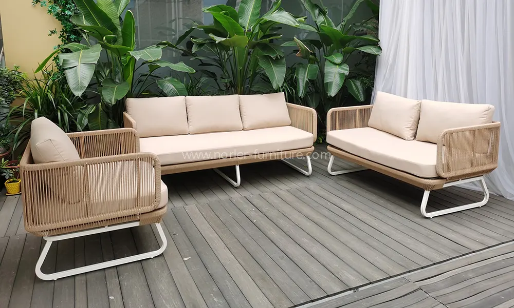 Outdoor Set Aluminum Alloy Rope Weaving Waterproof Fabric Sofa
