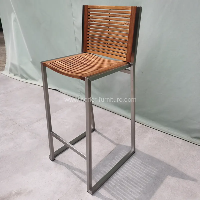 Modern kültéri rozsdamentes acél teak keret szék