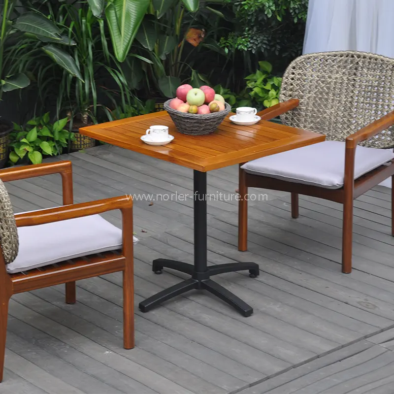 Kültéri időjárás ellenálló természetes teak fa rattan étkező készlet