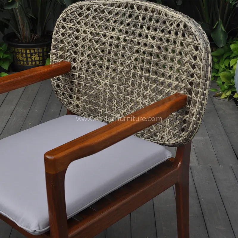 Kültéri időjárás ellenálló természetes teak fa rattan étkező készlet